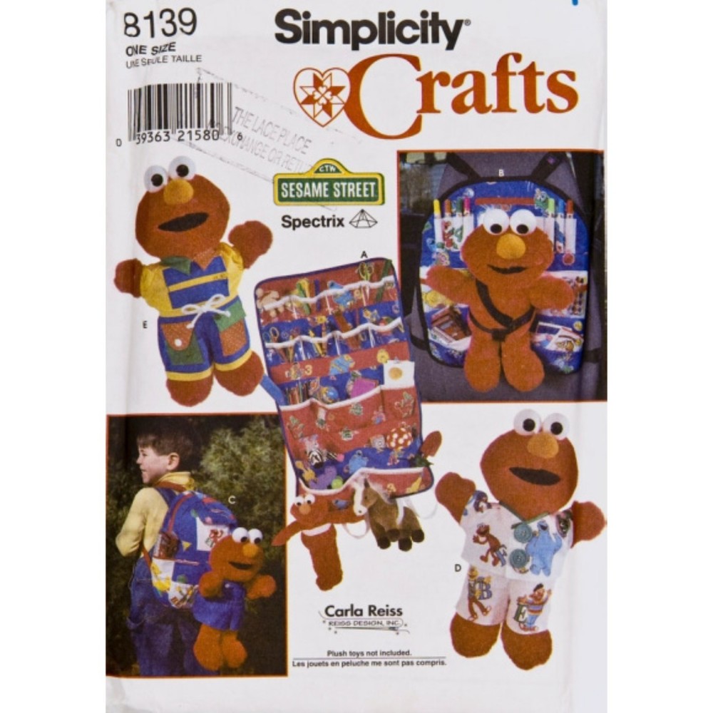 Vintage ©1998 Simplicity 8139 - Sesame Street Tickle Me Elmo Accessories